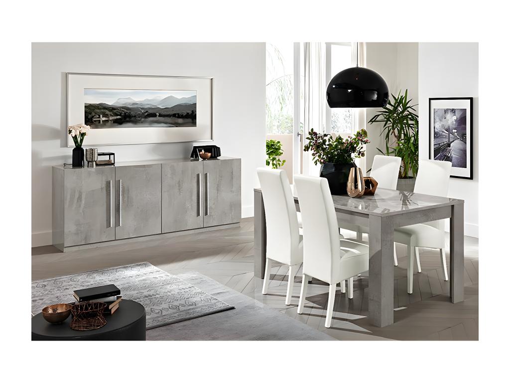 Boisona - Marble Effect Living Room Set: 160cm Table, 3-Door Buffet ROEI86761