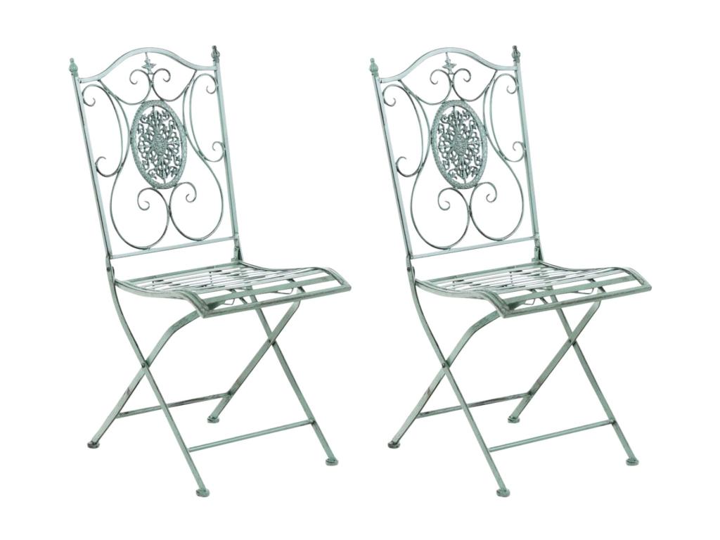 Set of 2 Garden Chairs - Metal / Metal - Antique Green - Boisona GOIG22453