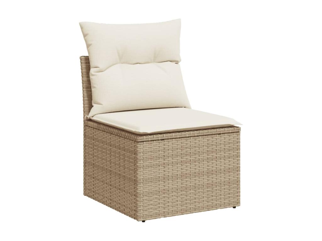Garden furniture set with cushions, 8 pieces, beige woven resin, RAPE51995