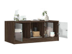 Coffee table with glass doors in brown oak, 102x50x42 cm XFBD69947