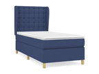 Upholstered bed base with mattress, blue, 80x200 cm, fabric, IWKP58782