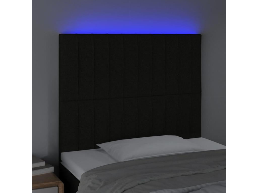 Black LED Headboard 90x5x118/128 cm Fabric TMVV58646