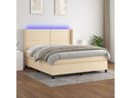 Boisona bed base with LED mattress, Cream, 180x200 cm, Fabric QCFK10279