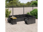 10-piece garden furniture set with cushions, black resin wicker KQBN51811