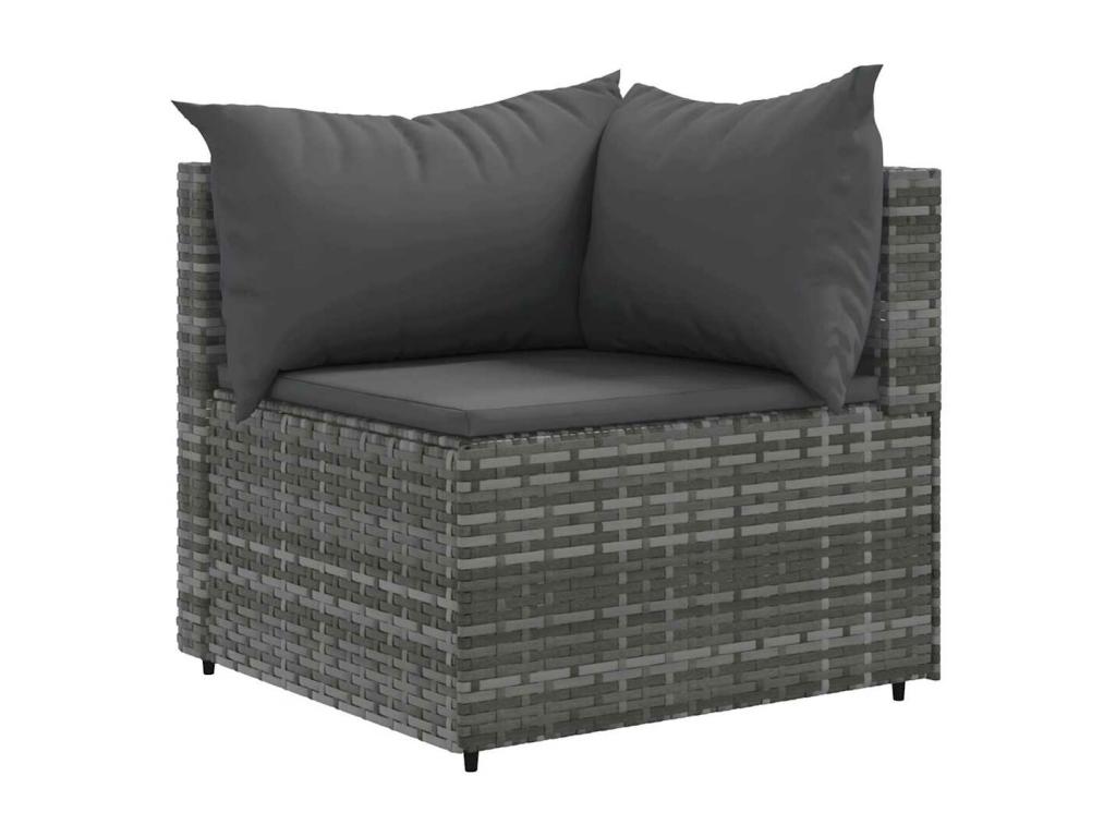 4-piece garden furniture set with cushions, Grey Wicker Resin GOHG51541
