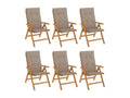 Reclining garden chairs and cushions, set of 6, teak wood WOBZ60539