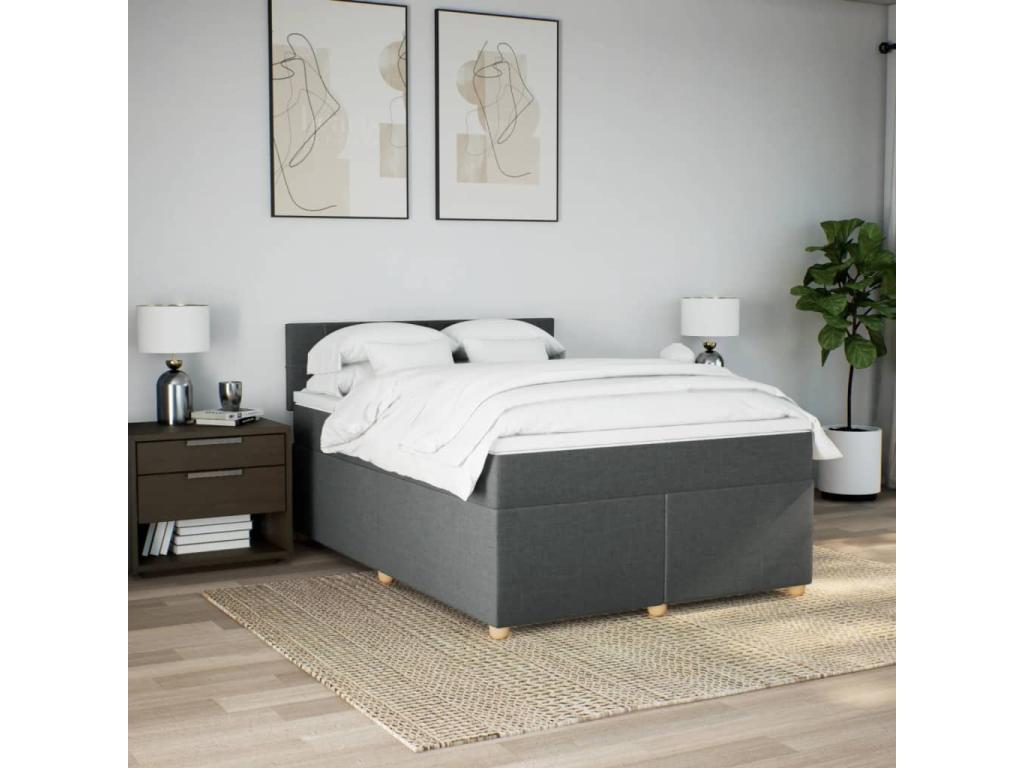 Boisona bed base with mattress, dark grey, 140x190cm, fabric OGCC80238