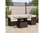 Garden furniture set with cushions, 6 pieces, brown woven resin, FNEA11058