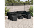 10-piece garden furniture set with cushions, black woven resin SGMC95001