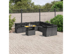 11-piece garden furniture set with cushions, black woven resin ZRQZ67679