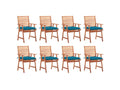 Set of 8 Boisona solid wood outdoor dining chairs and cushions BYOB92082