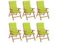 Reclining garden chairs and cushions, set of 6, teak wood, TBEC94787