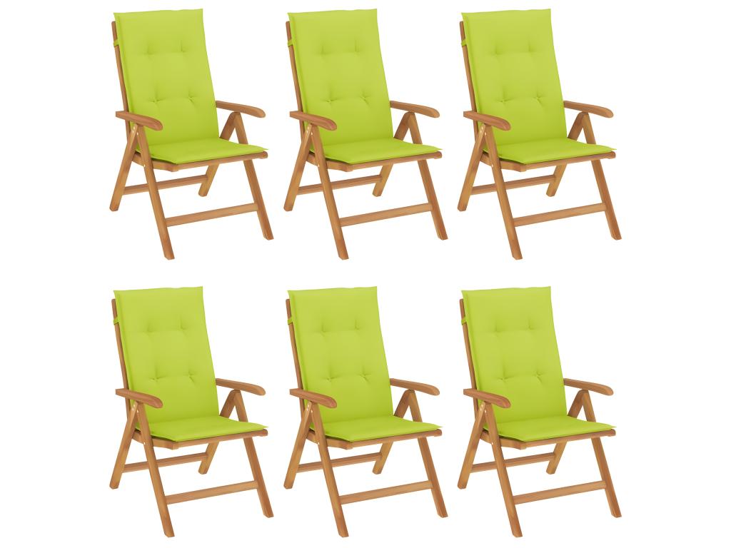 Reclining garden chairs and cushions, set of 6, teak wood, TBEC94787
