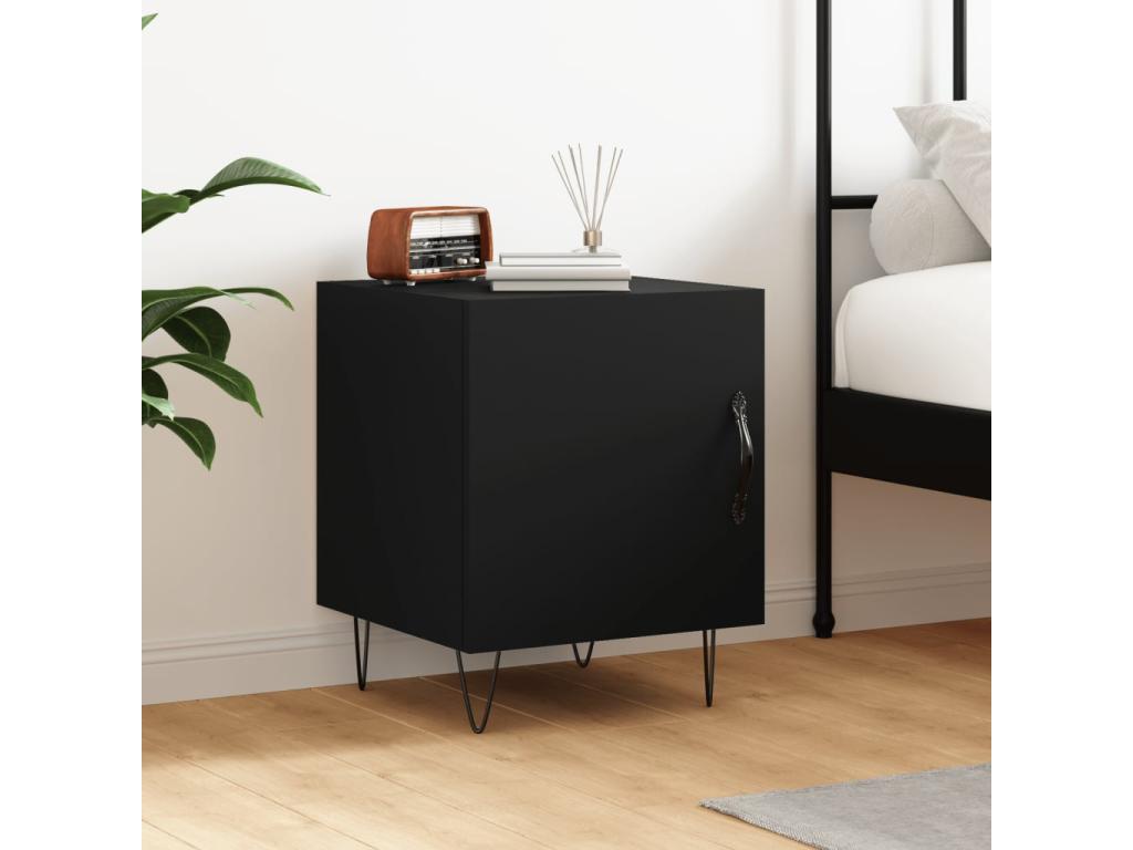 Black bedside table 40x40x50 cm engineered wood TOCS73667