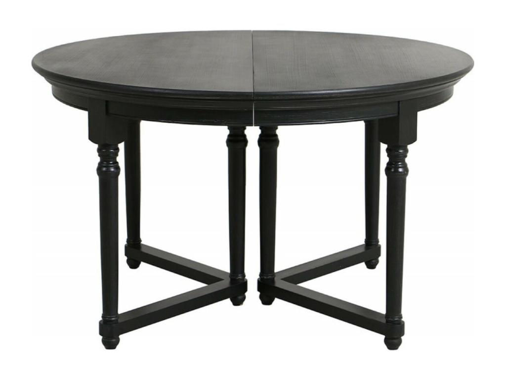 Extendable Round Table with 6 Wooden Legs - Boisona Black - Boisona HYXS85775