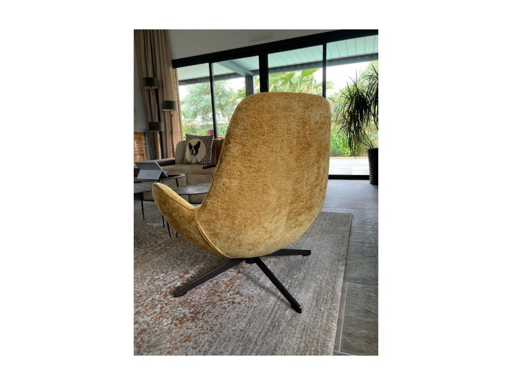 Boisona - Mustard Yellow Velvet Swivel Armchair JICZ12228