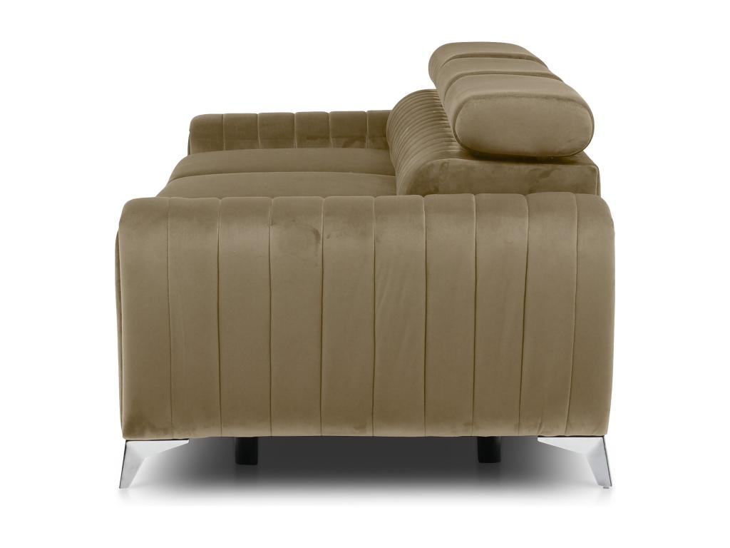 Convertible sofa with adjustable headrests, beige velvet, Boisona 261cm TALW33581