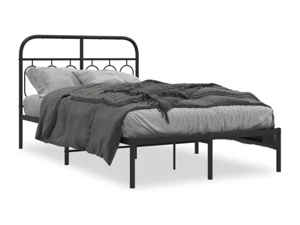 Metal bed frame without mattress, with black headboard, 120x190cm DJPJ37726
