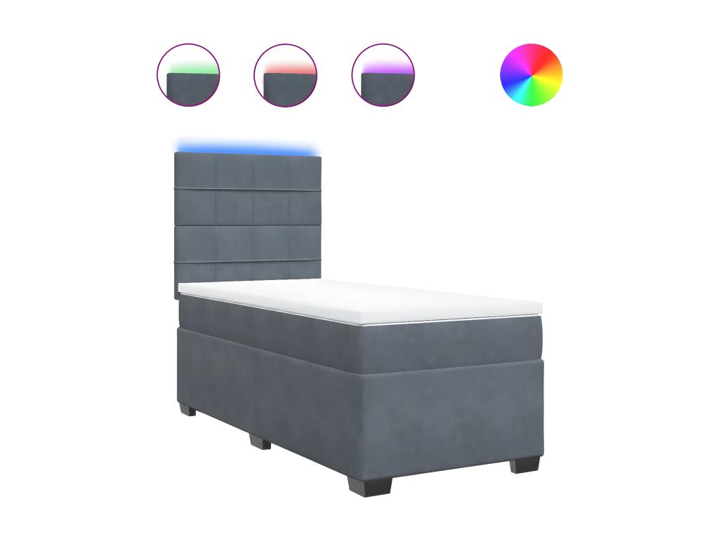 Bed base and mattress, Dark Grey 80x200 cm Velvet FRML22361