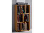 Boisona Retro Vinyl Record Shelf with 8 Storage Compartments, Beech Effect. MFLZ89462