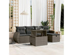 6-piece garden furniture set with grey resin wicker cushions HTTI94779