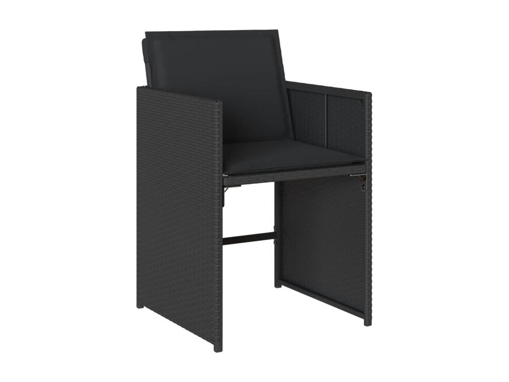 17-piece garden dining set with cushions, black resin wicker PPSJ86530