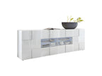 2-Door, 4-Drawer Buffet in Glossy White Lacquer with LED Lighting - Boisona JPDU47761