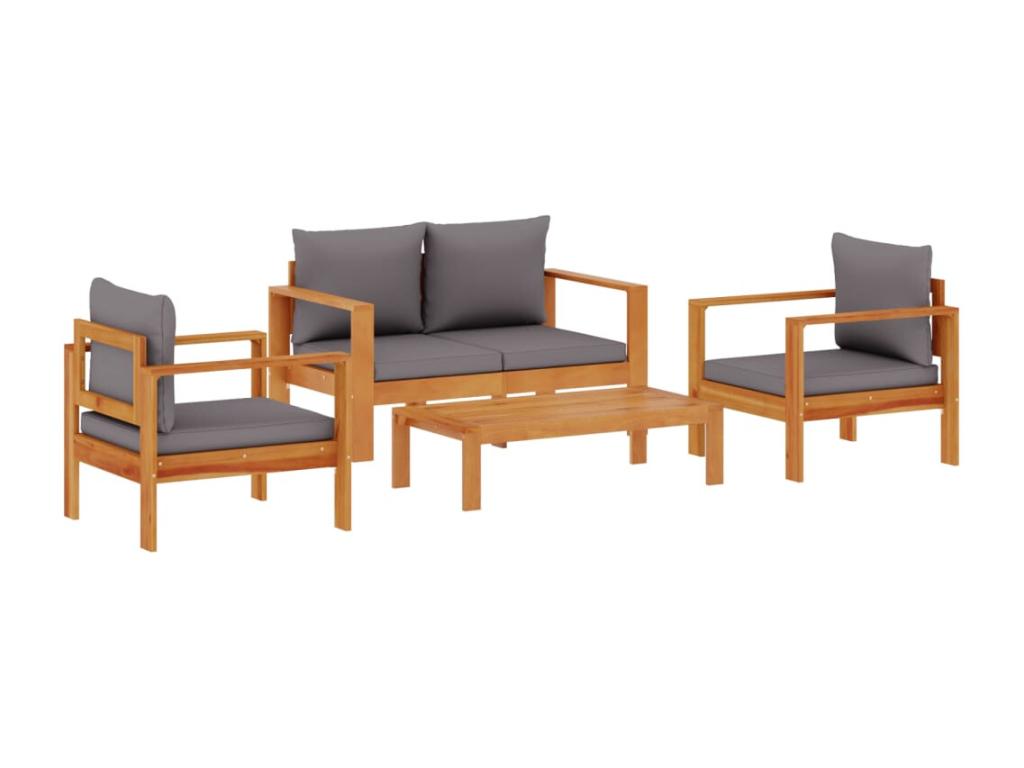 4-piece garden furniture set with cushions, solid Boisona wood WCEE84228