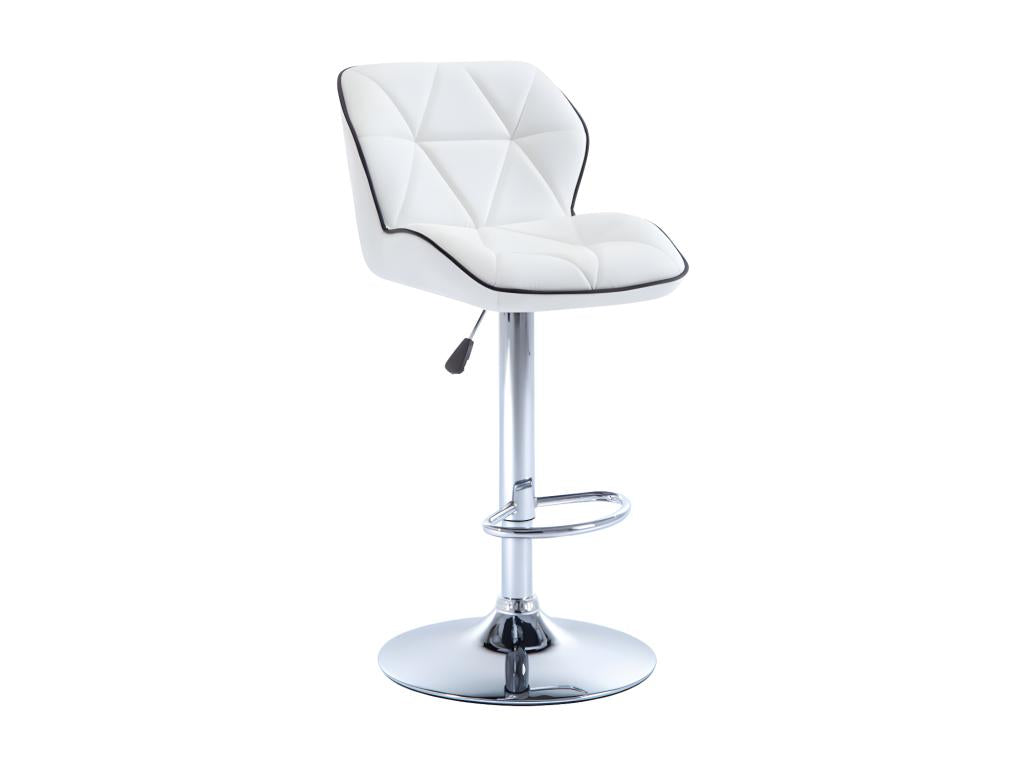 Set of 2 bar stools in faux leather and chrome-plated steel - Adjustable height - White - Boisona CMQB74667