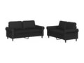 2-piece sofa set with cushions, black faux leather, MRZX56011