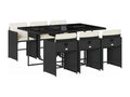 7-Piece Garden Dining Set with Cushions, Black Wicker Resin XMFR47503