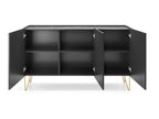 Boisona K144 Chest of Drawers 144x37x83 Black / Gold DRNO53020