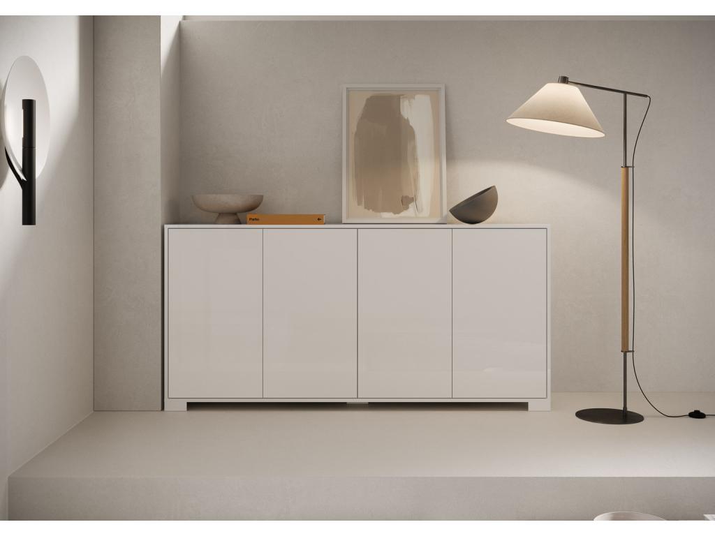 Boisona 4-door low sideboard, 172x40x83 cm, glossy white, USI29878