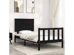 Bed frame with simple black headboard, solid wood MQKC37448