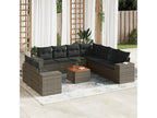 Garden furniture set with cushions, 10 pieces, grey woven resin ISLT63410