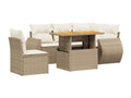 Garden furniture set with cushions, 6 pieces, beige woven resin, JHRX65862