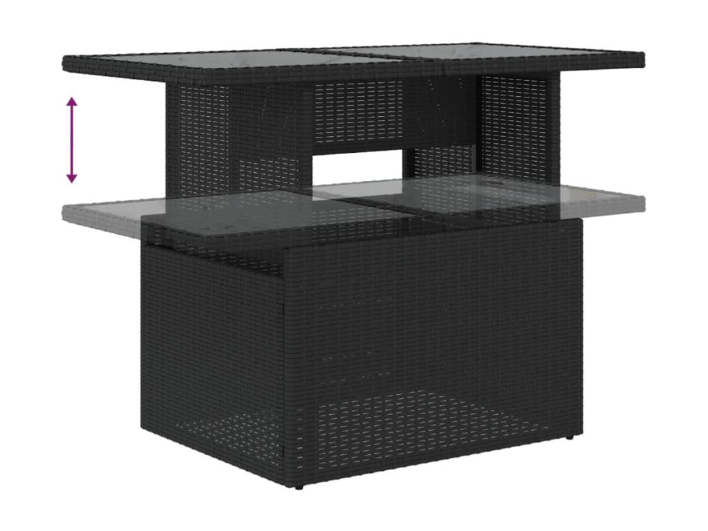 6-piece garden furniture set with cushions, black woven resin JHYP30450