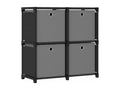4-cube shelf with boxes, black, 69x30x72.5 cm, fabric, VSZY85465