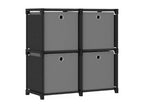 4-cube shelf with boxes, black, 69x30x72.5 cm, fabric, VSZY85465