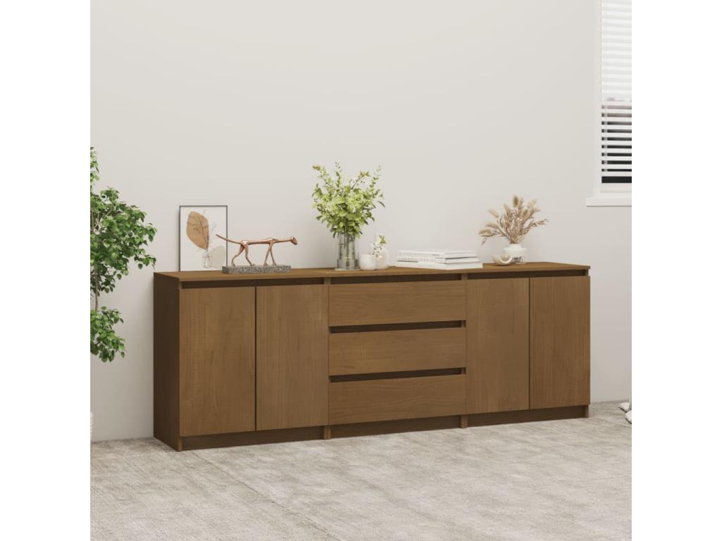 Side cabinet Honey brown 180x36x65 cm Solid pine wood GHLY49575