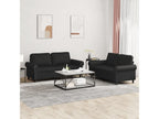 2-piece sofa set with cushions, black faux leather, MRZX56011