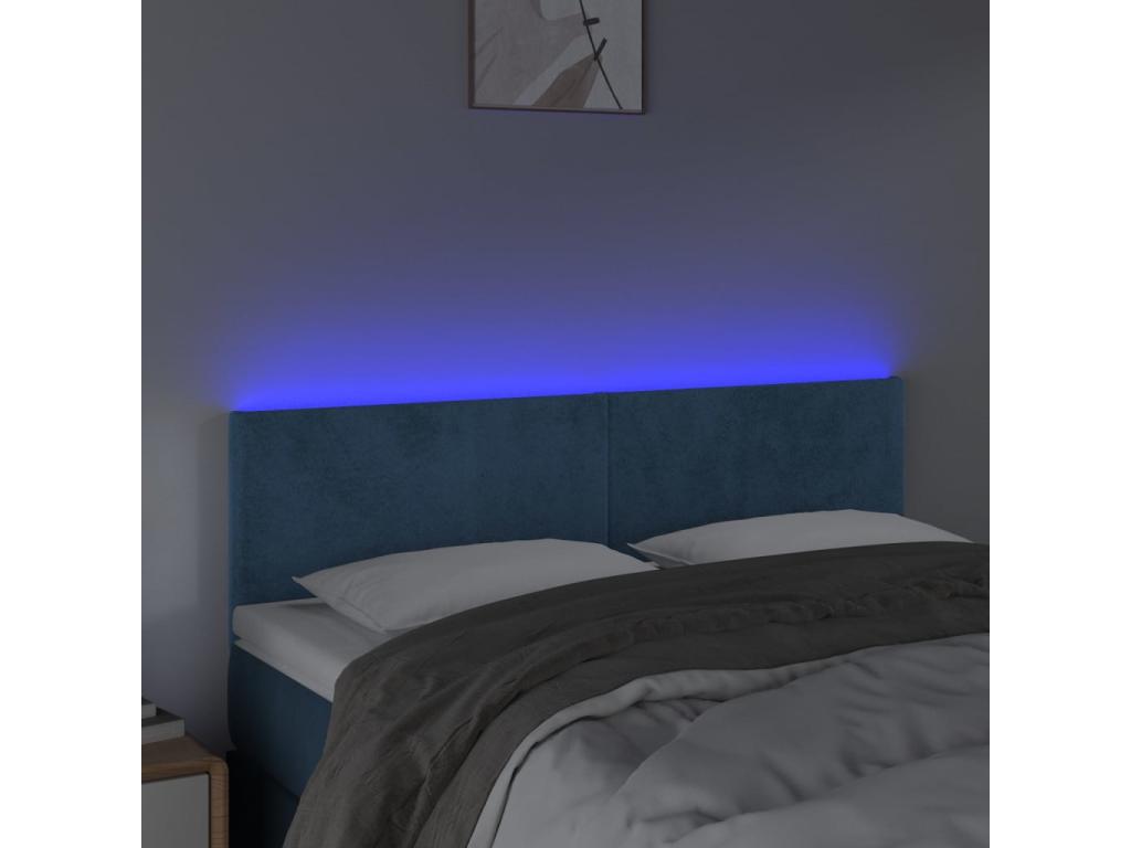 Dark Blue LED Headboard 144x5x78/88 cm Velvet EQMH55365