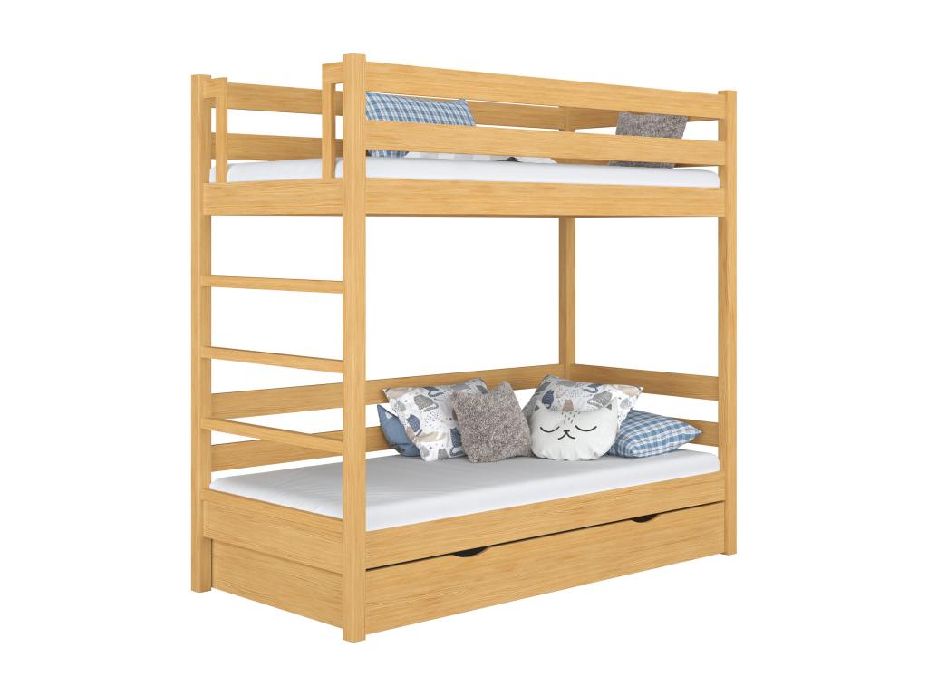 Wooden bunk bed - with drawer N03 Natural Pine 120x200 RPVC40402