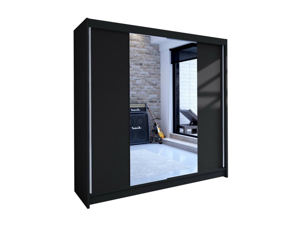Boisona 138 Black Wardrobe 215x180x58cm Sliding Wardrobe Doors TSQP61466