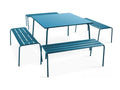 Boisona YLJR98271 Square Garden Table and 4 Benches in Blue Metal