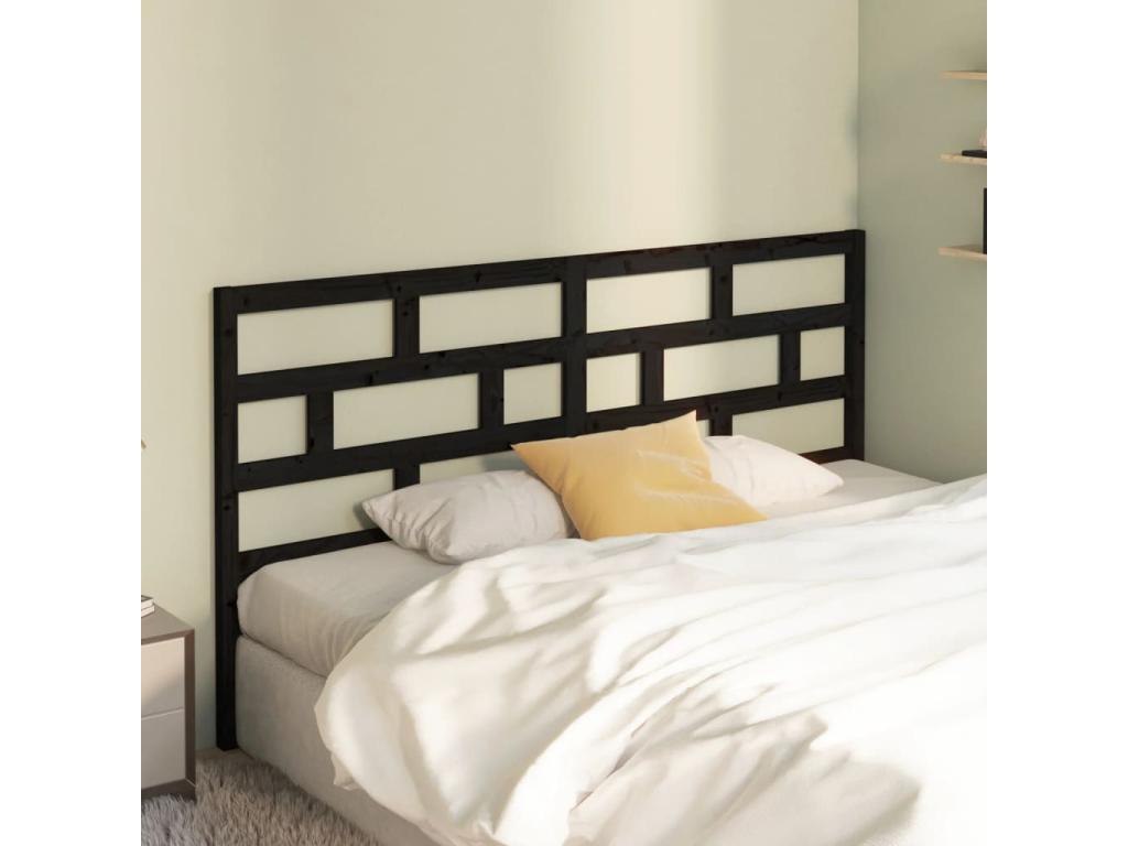 Black Headboard 186x4x100 cm Solid Pine Wood YVBC83258