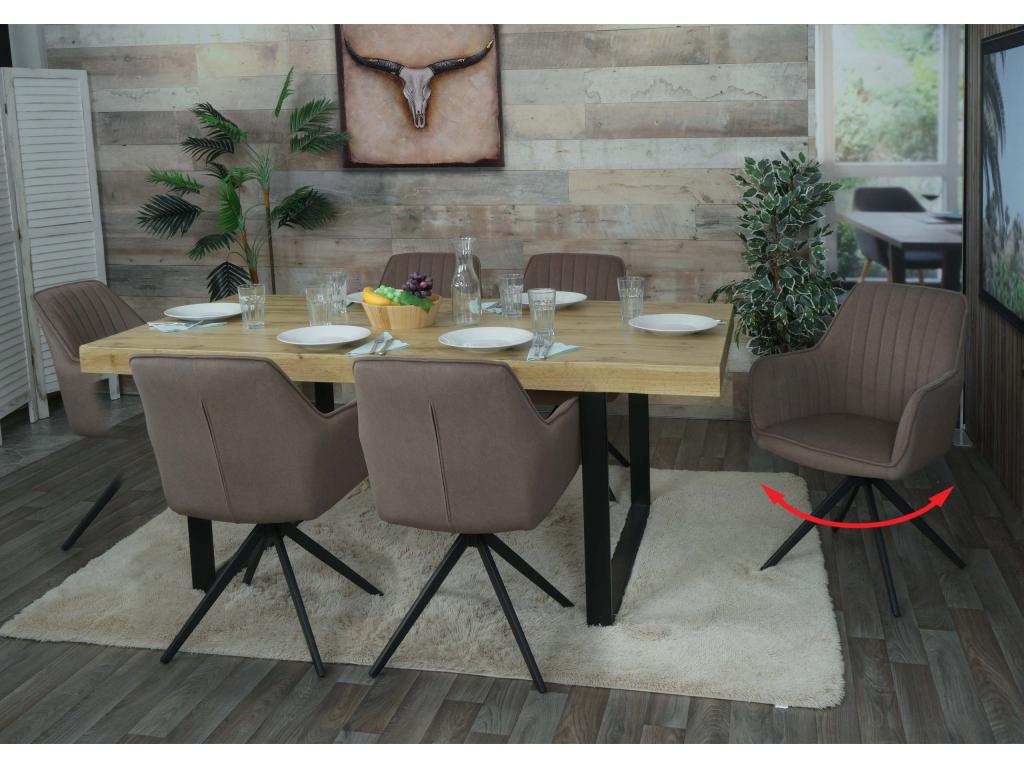 Set of 6 Boisona-L79 dining chairs, kitchen chairs with armrests, swivel, self-positioning, fabric/textile HUHN04120