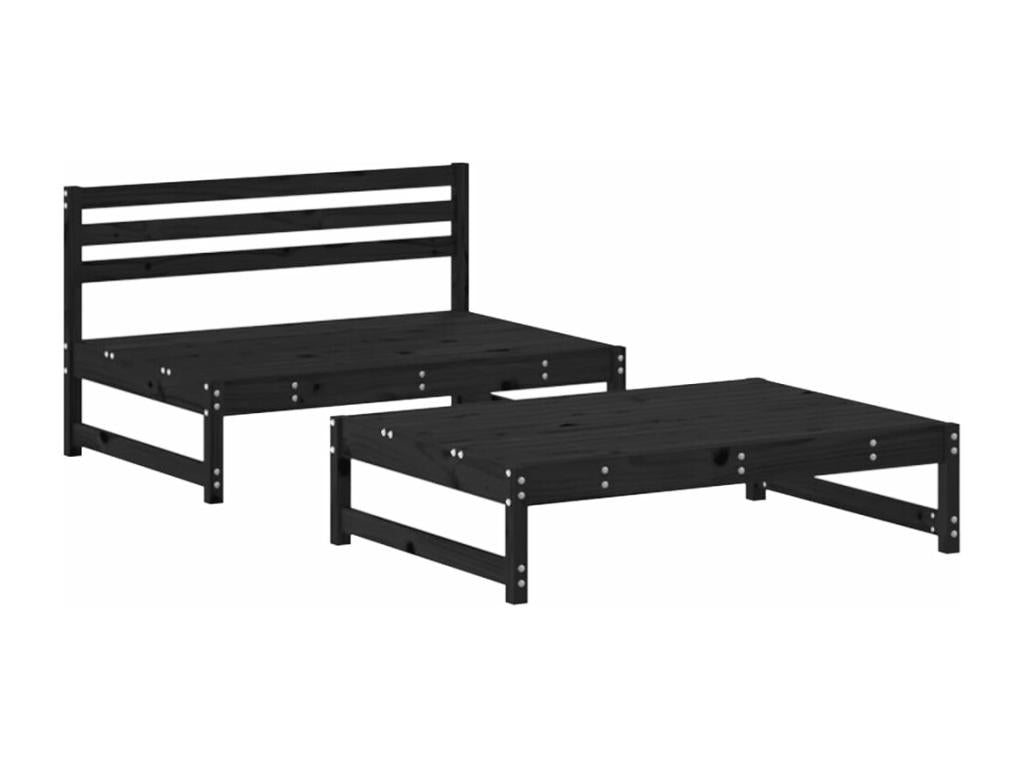 2-piece black solid pine wood garden furniture set WTMZ04705