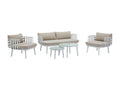 Aluminium garden furniture set with 2-seater sofa, 2 armchairs and 2 coffee tables - White - Boisona JSEW91622