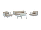 Aluminium garden furniture set with 2-seater sofa, 2 armchairs and 2 coffee tables - White - Boisona JSEW91622